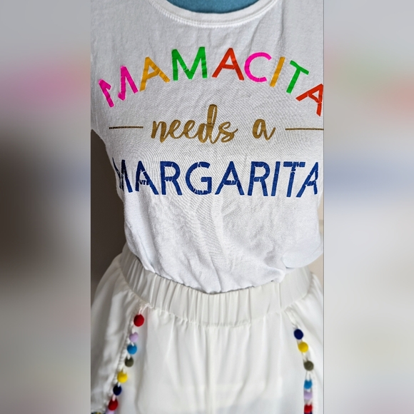 HappilyEverTuesday, Mamacita Needs a Margarita color White & Rainbow T-Shirt - Picture 5 of 6